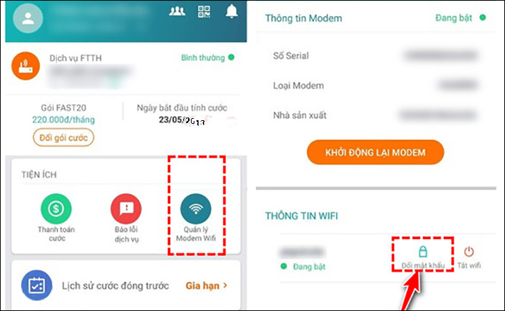 Select Manage WiFi Modem and select Change Password