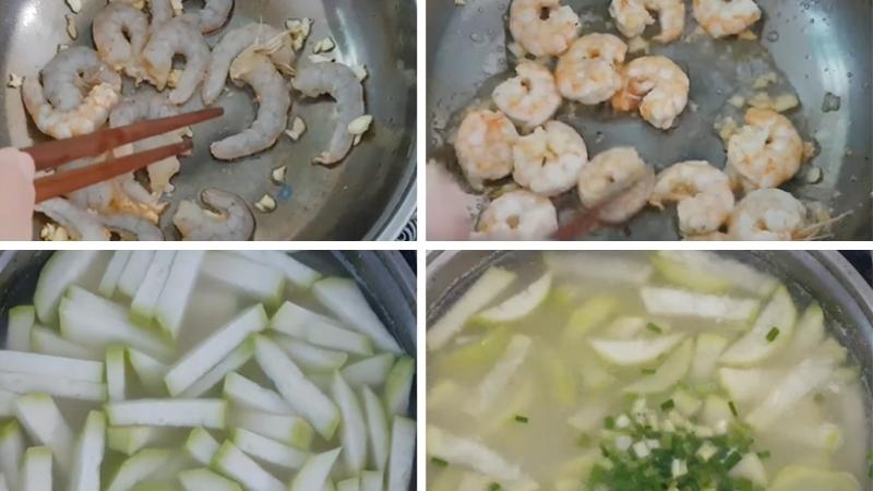 Nấu canh bầu với tôm