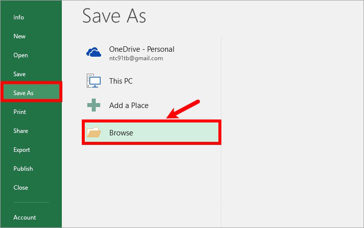 File > Save As > Browse