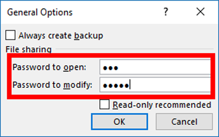 Đặt mật khẩu trên General Options