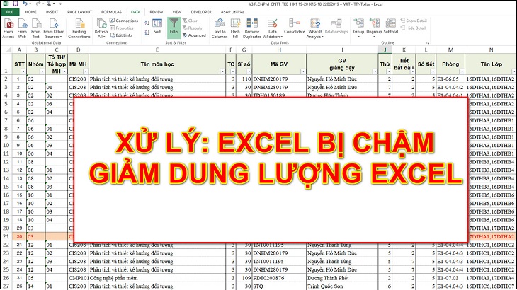 Nguyên nhân làm cho file Excel nặng, tốc độ xử lý kém