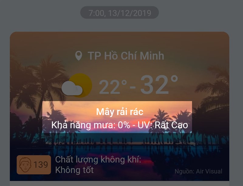 Cập nhật thời tiết trên ứng dụng Zalo