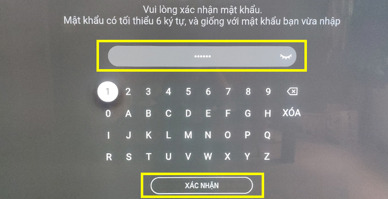 Cách kích hoạt gói khuyến mãi VieOn trên smart tivi LG > Xác nhận mật khẩu tài khoản VieOn