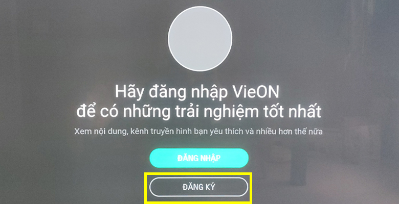 Chọn đăng ký tài khoản VieOn