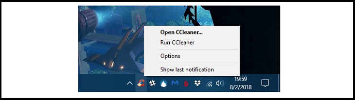 CCleaner không đóng được các Tùy chọn