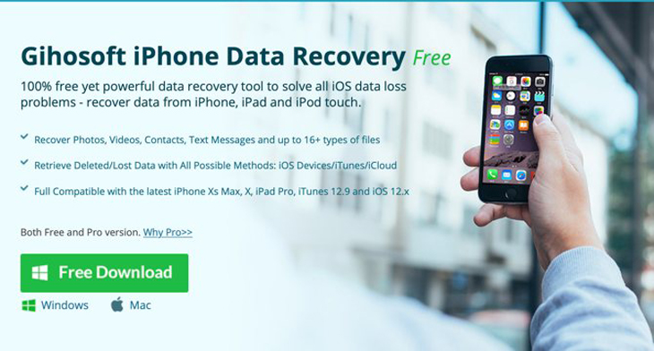 Ứng dụng Gihosoft iPhone Data Recovery