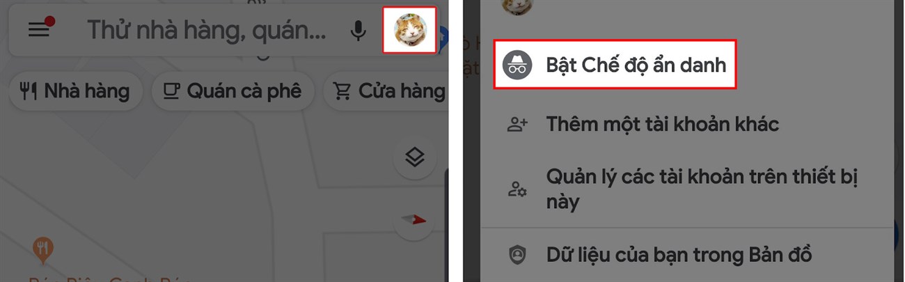 Bật chế độ ẩn danh Google Maps