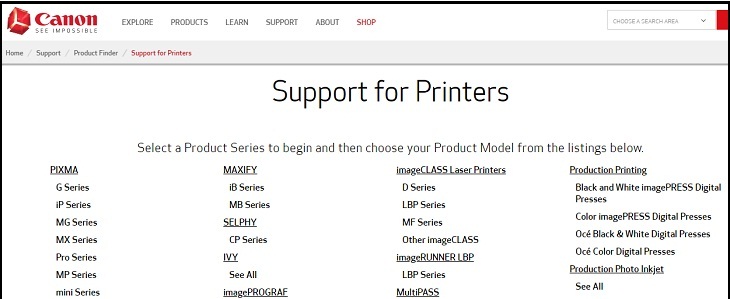 Hướng dẫn cách kiểm tra mực in phù hợp với máy in của bạn không? > Truy cập website của nhà sản xuất máy.