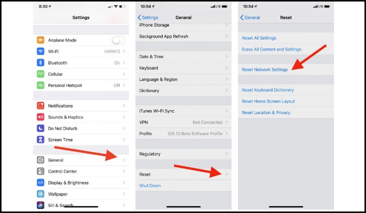 Cài đặt lại mạng - sửa lỗi kết nối iphone 14