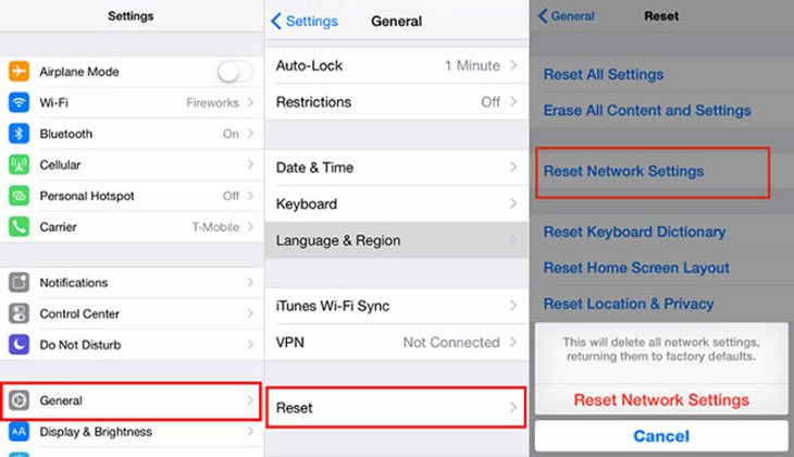 Reset cài đặt mạng