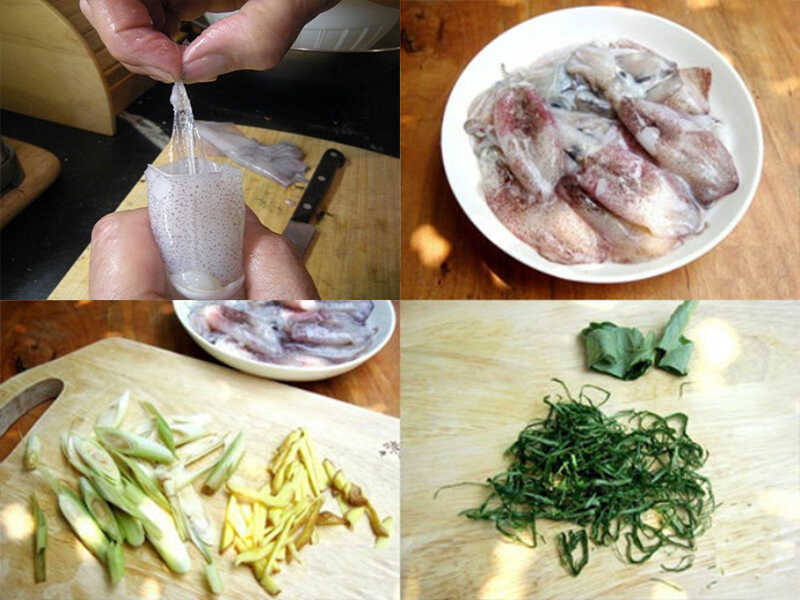 How to make steamed squid with ginger and lemongrass fragrant, soft and sweet meat