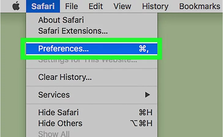 Mở Safari trên desktop và chọn Preferences