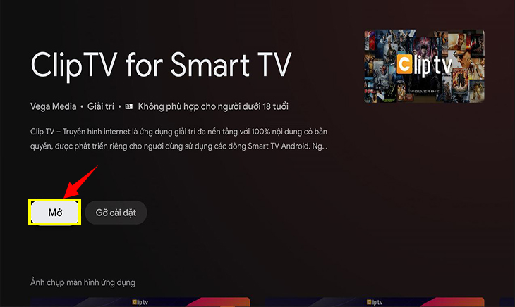 Cách sử dụng ứng dụng ClipTV trên Android tivi TCL - Mở