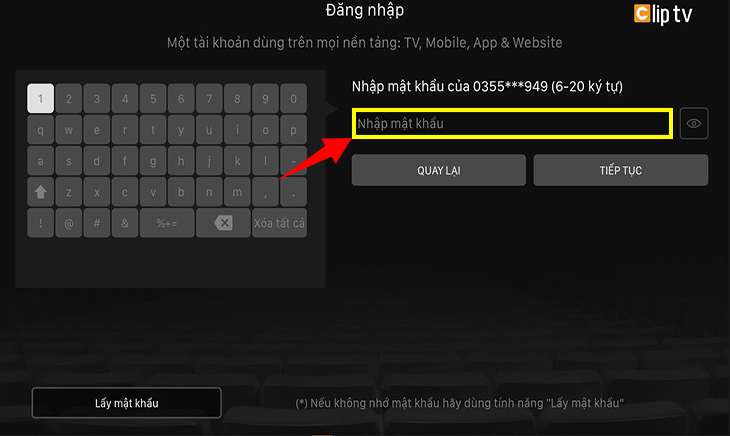 Cách sử dụng ứng dụng ClipTV trên Android tivi TCL - Mật khẩu