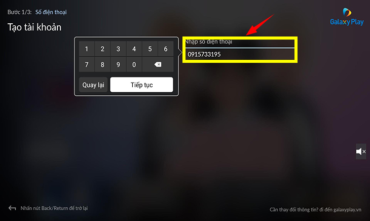 Nhập số điện thoại của bạn