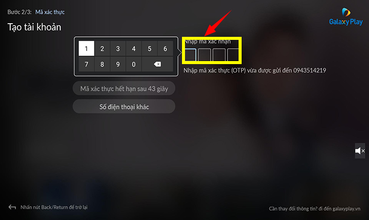 Nhập mã xác thực OTP