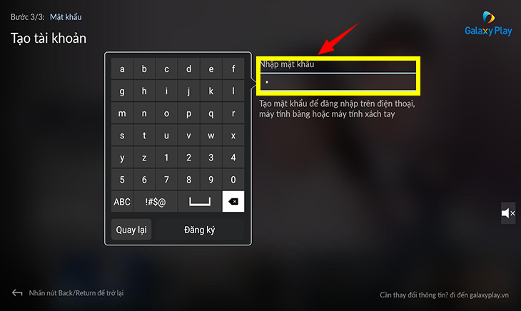 Nhập mật khẩu cho tài khoản