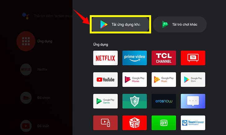 các bước tải ứng dụng trên tivi TCL
