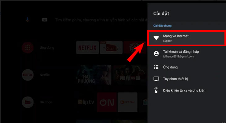 hướng dẫn kết nối mạng trên tivi TCL