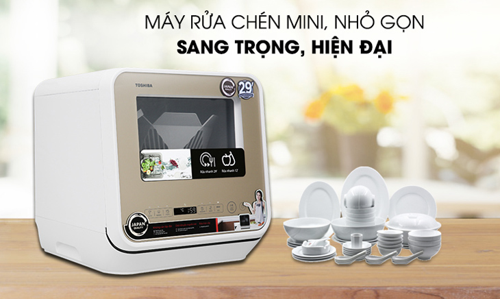 Đánh giá tổng quan máy rửa chén mini Toshiba DWS-22AVN N 730W > Thiết kế bên ngoài