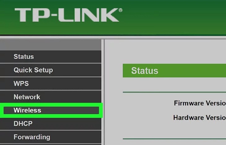 Vào mục Wireless.