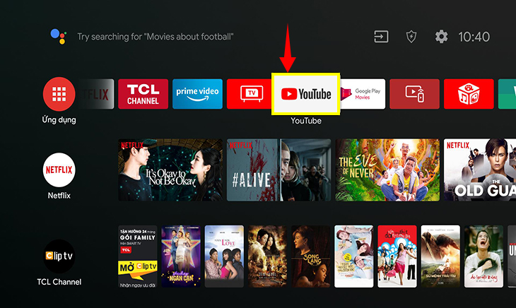 Nhấn mở ứng dụng Youtube