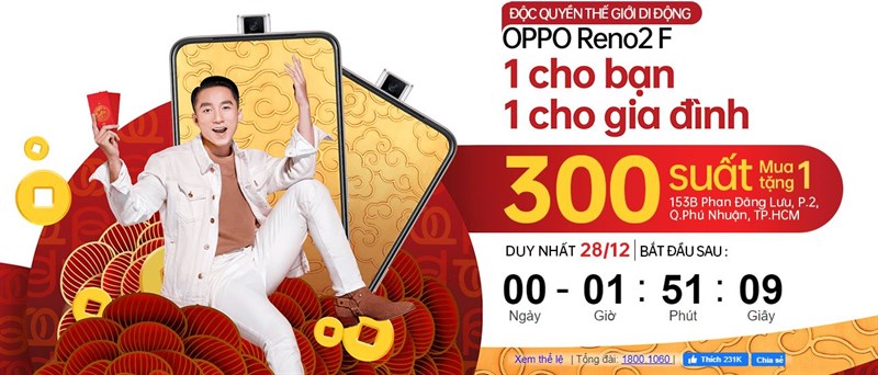 Lần đầu tiên tại Thế Giới Di Động: Khuyến mãi mua 1 tặng 1, hàng trăm khách hàng đợi mua OPPO Reno2 F xuyên đêm