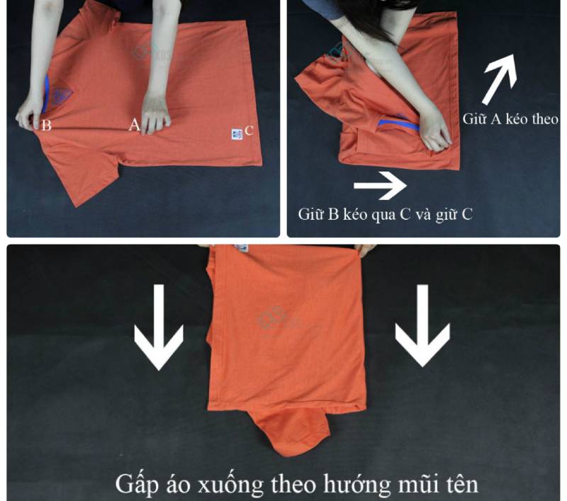 Cách xếp áo thun tay ngắn