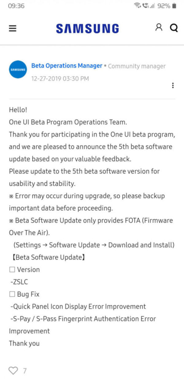 Samsung Galaxy Note 9 nhận bản cập nhật Android 10 beta thứ năm