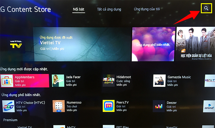 Trong LG content chọn mục 