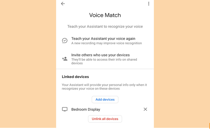 Cách cải thiện chất lượng âm thanh và nhận diện giọng nói trên Google Home > Chọn Teach your Assistant your voice again > Nhấn Retrain