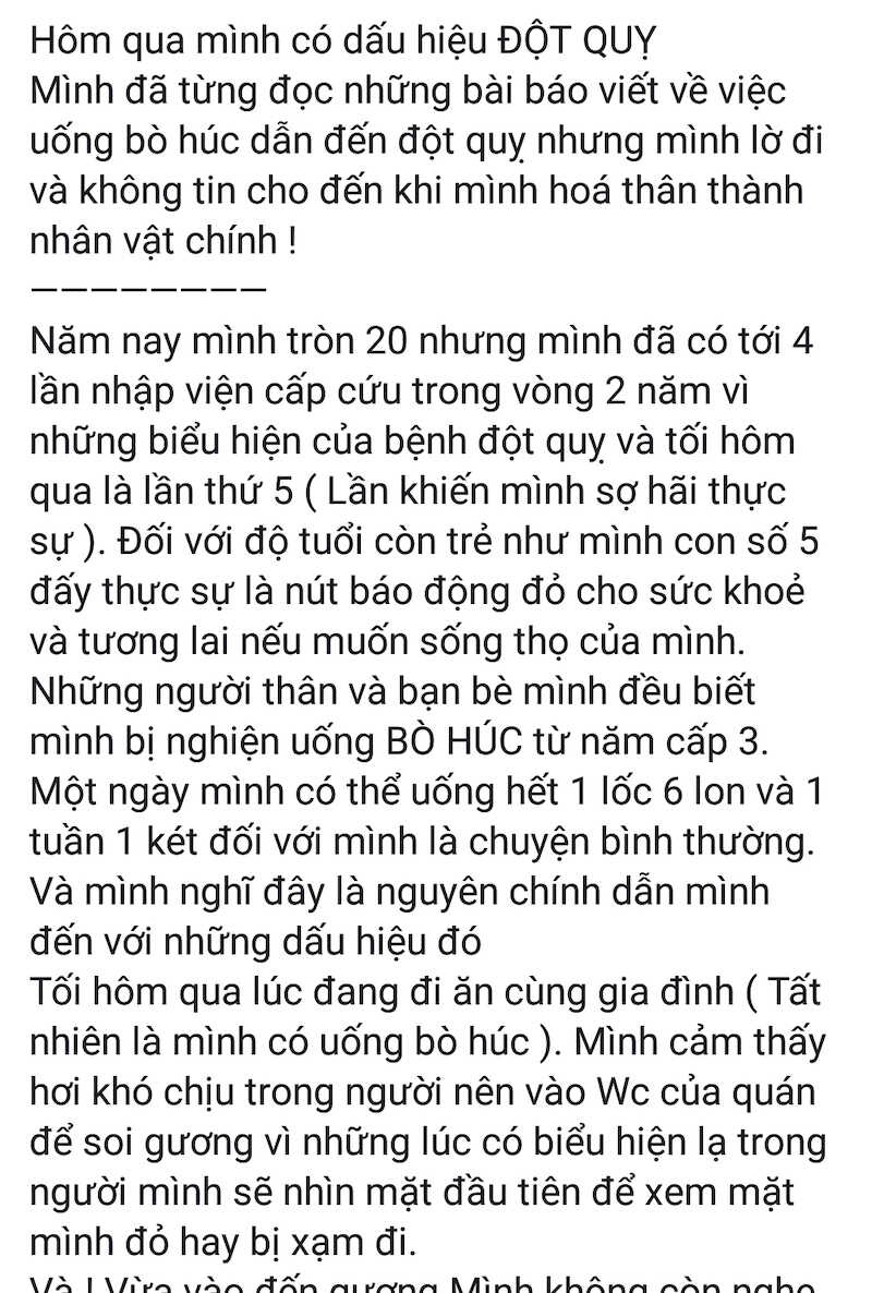 Nghiện uống bò húc, cô gái trẻ bị đột quỵ 5 lần trong vòng 2 năm