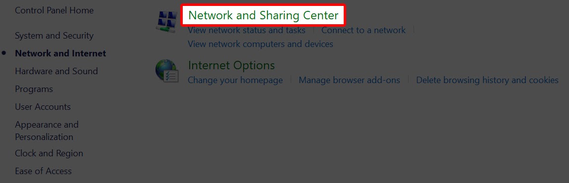 Network and Sharing Center