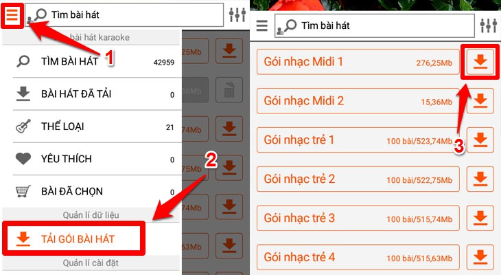 TẢI GÓI BÀI HÁT