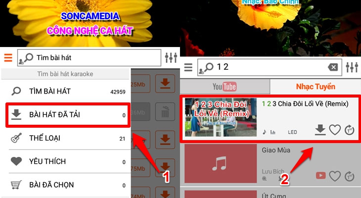 chọn bài hát mà bạn muốn karaoke