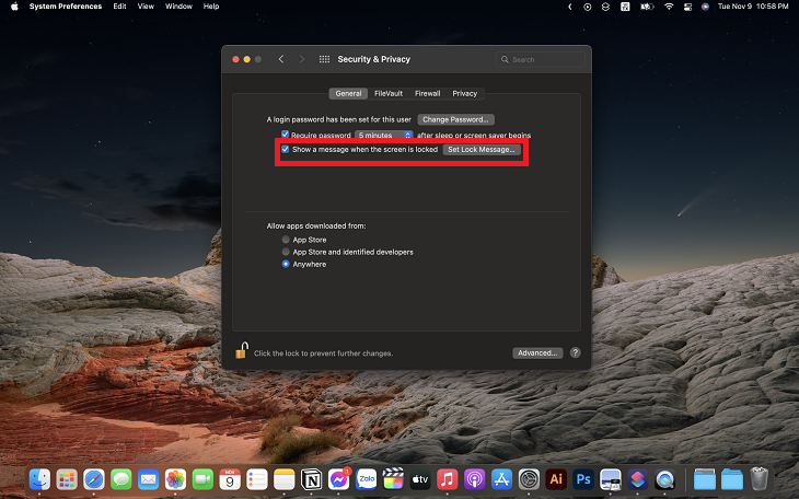 Bạn hãy vào System Preferences > Chọn Security & Privacy