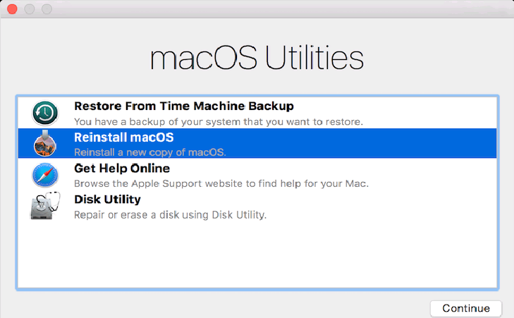 5 mẹo giúp máy Mac, MacBook và iMac cũ chạy nhanh như mới > Cài đặt lại MacOS