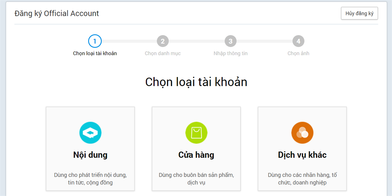 Hướng dẫn tạo Zalo Page đơn giản để bán hàng, quảng cáo > Chọn loại Zalo Page