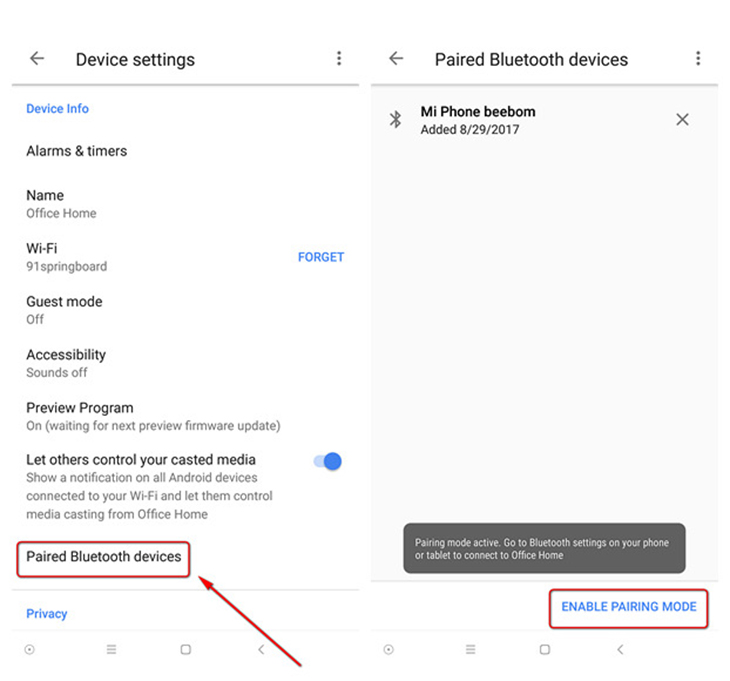 Cách kết nối và đồng bộ loa Google Home với loa Bluetooth > chọn 'Paired Bluetooth devices'.