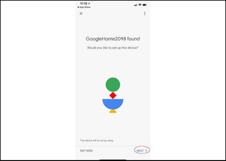 Cách kết nối và sử dụng Google Home qua wifi > vào Set up device