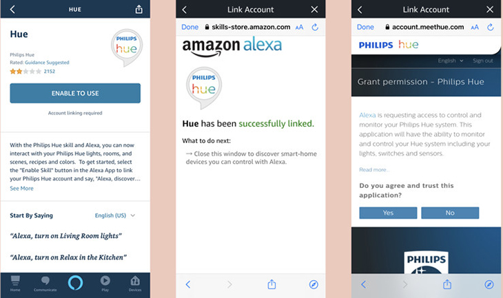 Cách kết nối đèn thông minh Philips Hue với trợ lí ảo Amazon Alexa > nhập thông tin tại trang đăng nhập Hue