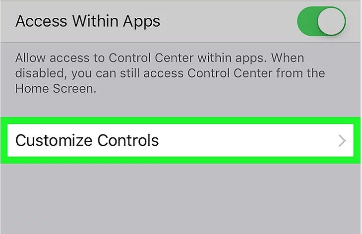 Cách sử dụng iPhone điều khiển Apple TV không cần remote > Nhấn Customize Control 