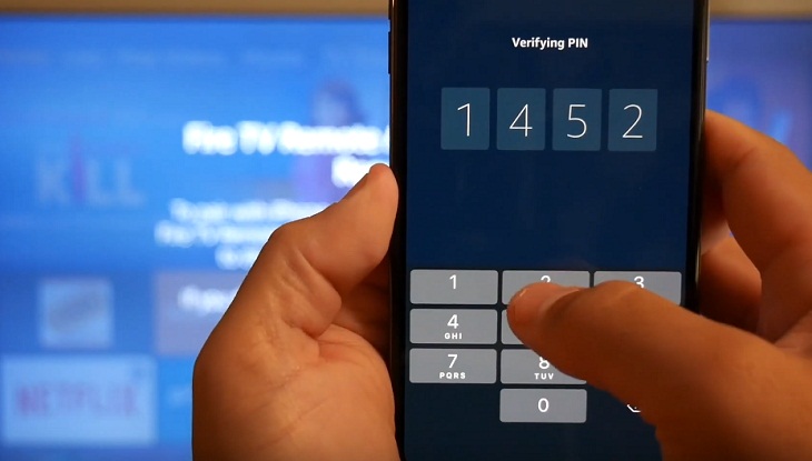 Cách kết nối và điều khiển Amazon Fire TV bằng smartphone > Nếu bạn thiết lập wifi với thiết bị Fire TV lần đầu, thì bạn sẽ nhận được mã xác nhận gồm 4 chữ số