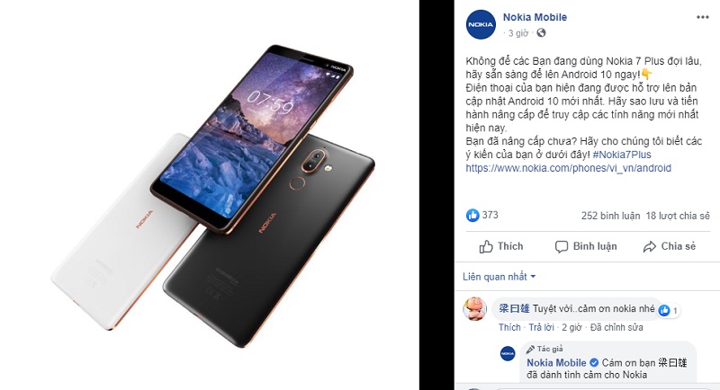 HMD Global phát hành bản cập nhật Android 10 cho Nokia 7 Plus HMD Global phát hành bản cập nhật Android 10 cho Nokia 7 Plus