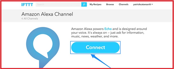 vào IFTTT Alexa và nhấp vào Connect