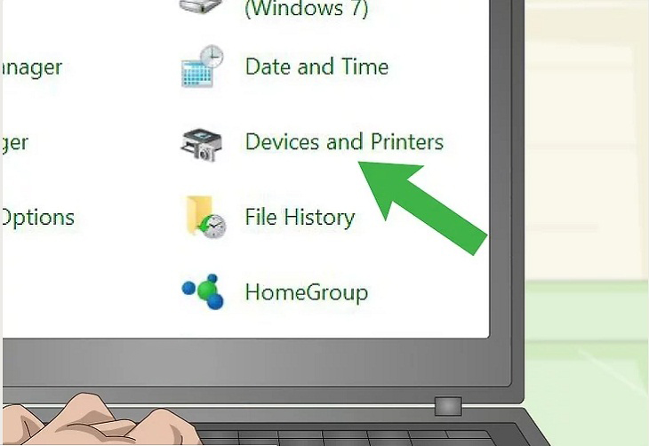 chọn Devices and Printers 
