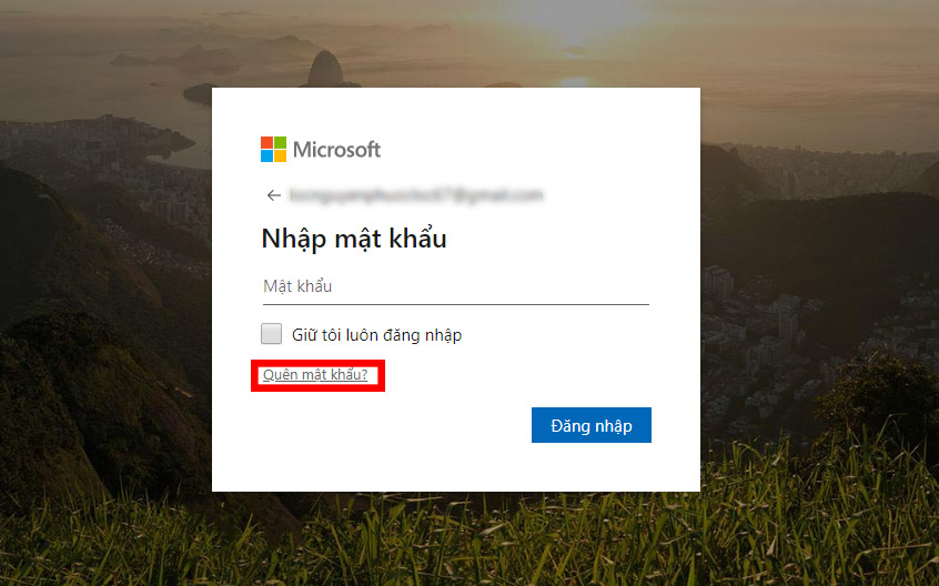 Hướng dẫn cách lấy lại, thay đổi mật khẩu tài khoản Microsoft của bạn > Sau đó bạn chọn vào Quên mật khẩu