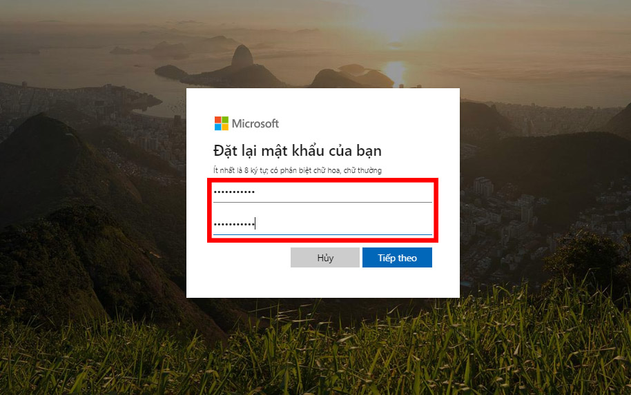 Hướng dẫn cách lấy lại, thay đổi mật khẩu tài khoản Microsoft của bạn > Điền và nhập lại mật khẩu mới là xong