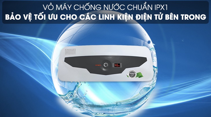 Máy nước nóng Kangaroo của nước nào? Có tốt không? > Lớp vỏ IPX hạn chế tình trạng bám bụi và chống áp lực nước mạnh bắn vào thiết bị