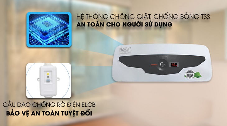 Máy nước nóng Kangaroo của nước nào? Có tốt không? > Hệ thống kiểm soát an toàn tổng hợp (TSS) giúp chống giật điện và chống bỏng